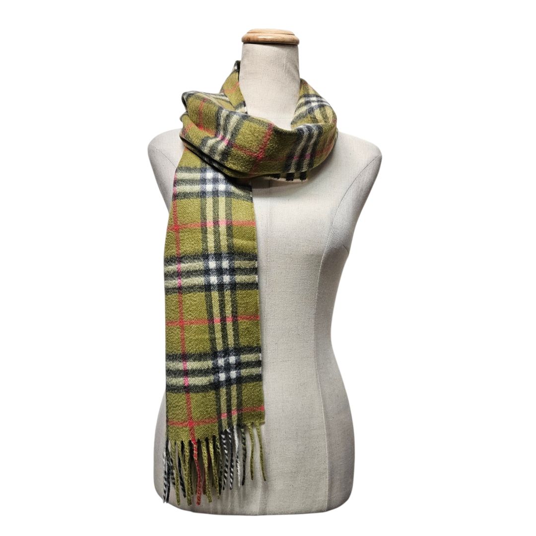 Burberry Fringed Checked Cashmere Scarf