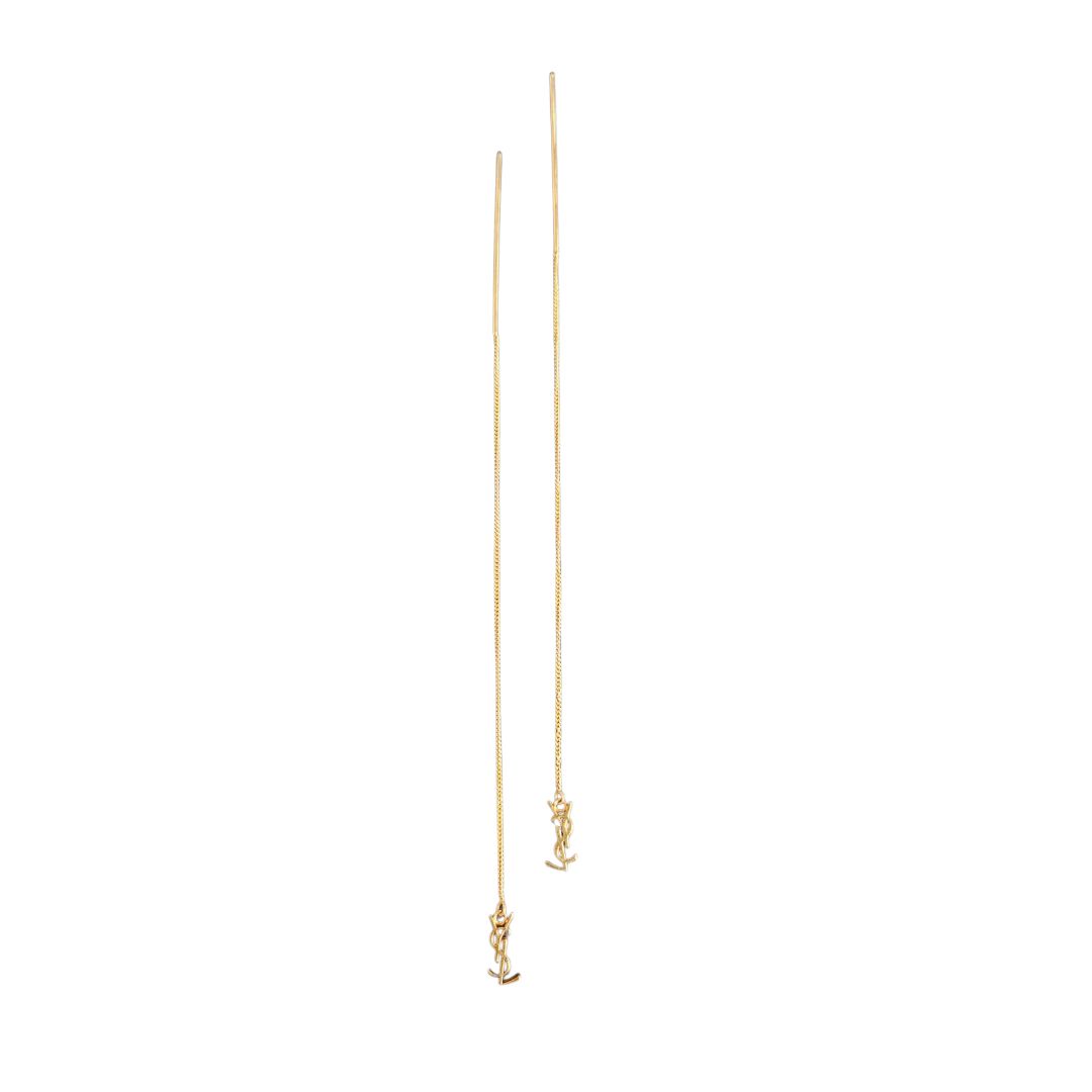 Saint Laurent Gold Cassandre Threader Logo Earring
