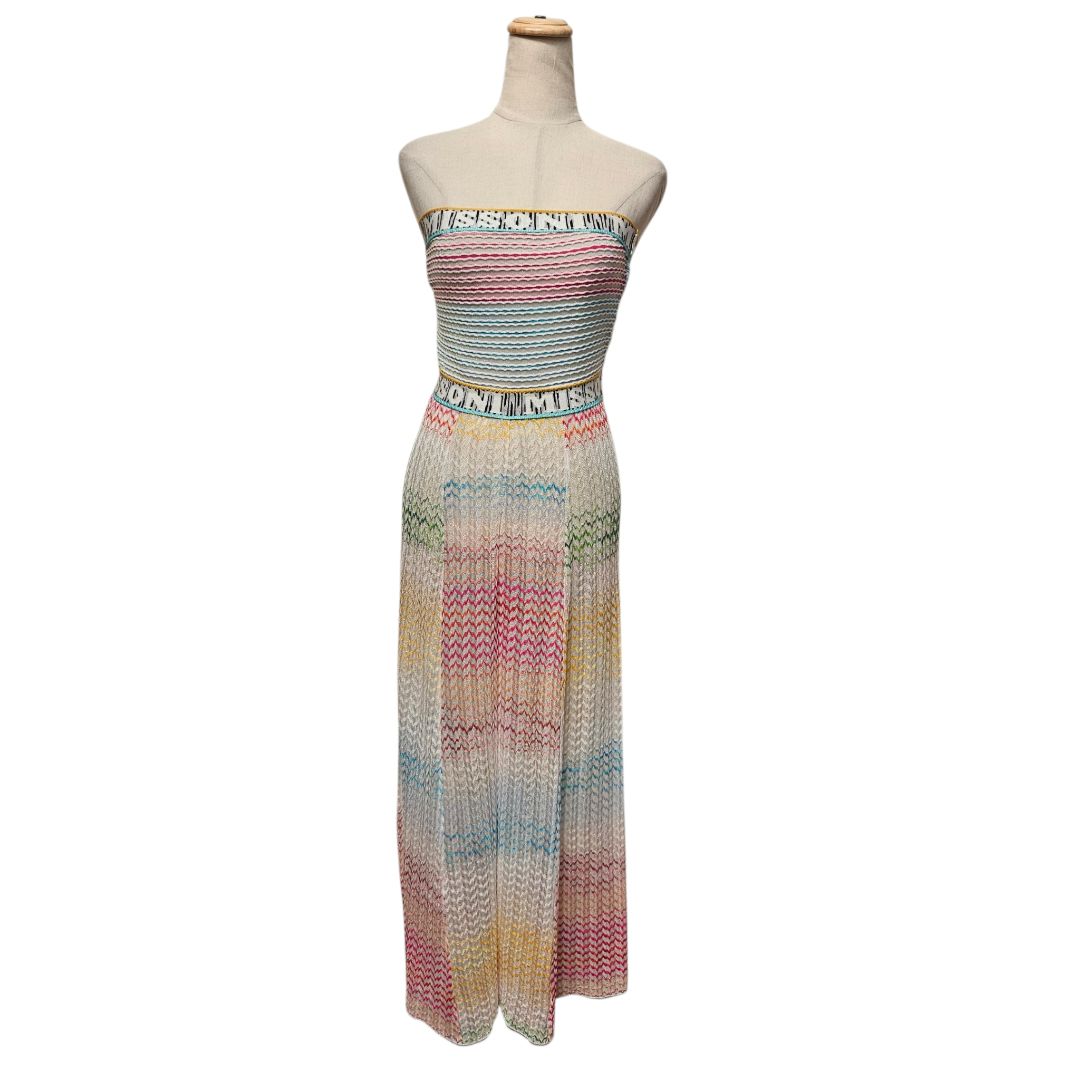 Missoni Multicolour Zig-Zag Patterned Strapless Maxi Tube Playsuit