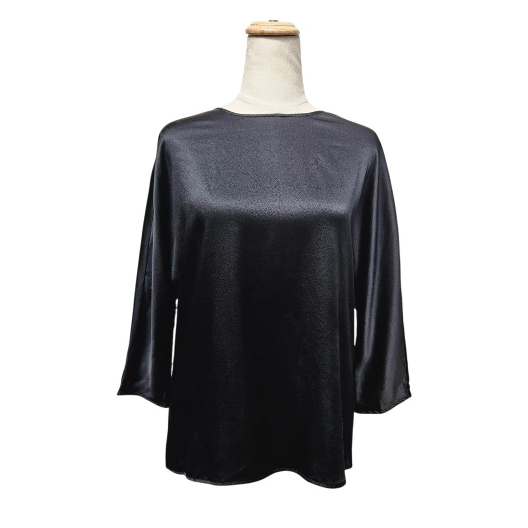 Versace Black Silk Long Sleeve Top, Size 42