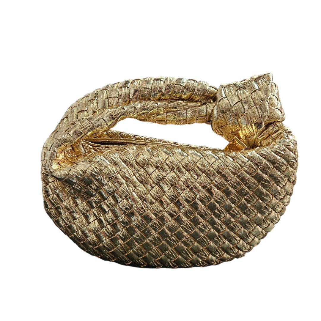Bottega Veneta Mini Jodie Metallic Gold Nappa Intrecciato Leather Bag