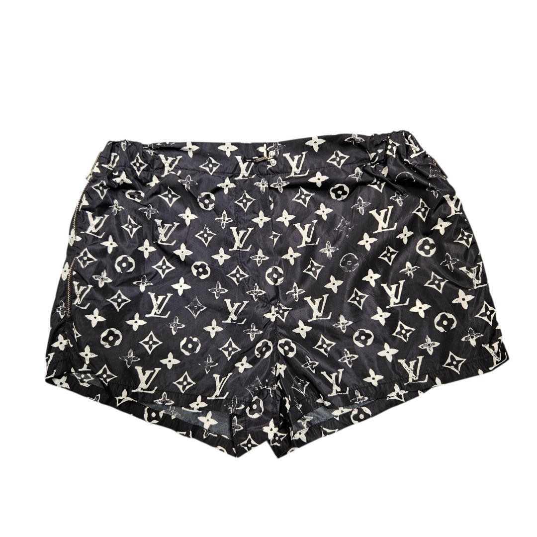 Louis Vuitton Stencil-Effect Monogram Black White Technical Fabric Short