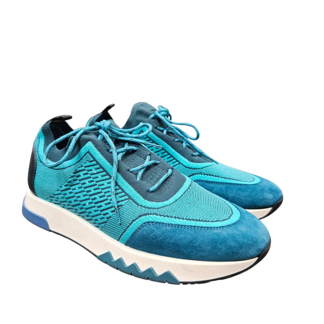 Hermès Addict Cloth Turquoise Trainer Sneaker, Size 39