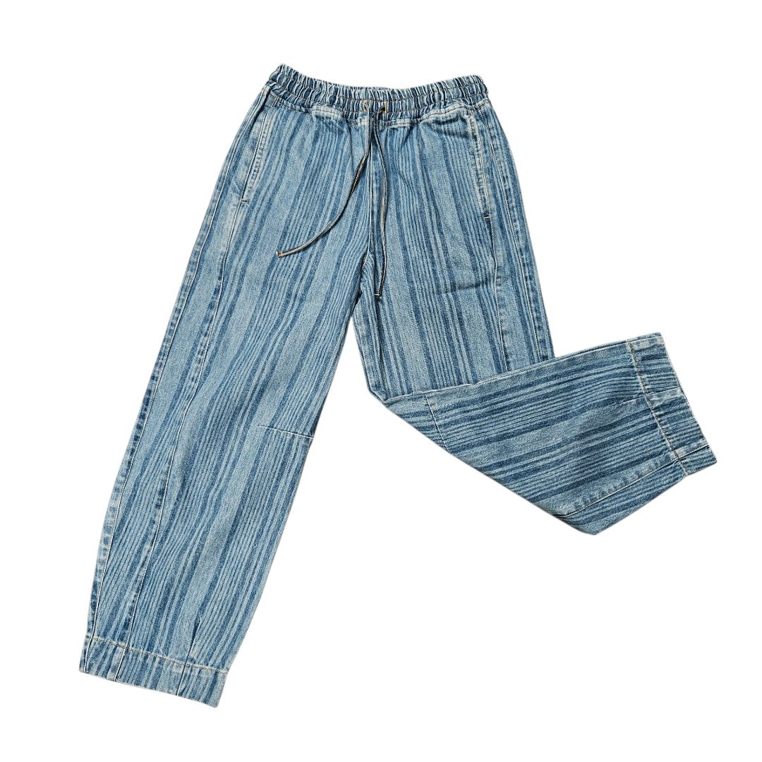 Damson Madder Felix Laser Stripe Barrel Leg Drawstring Jeans Blue