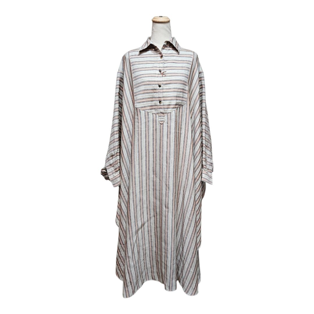 Loro Piana Multicolour Striped Linen and Silk Blend Kaftan Dress Size 38