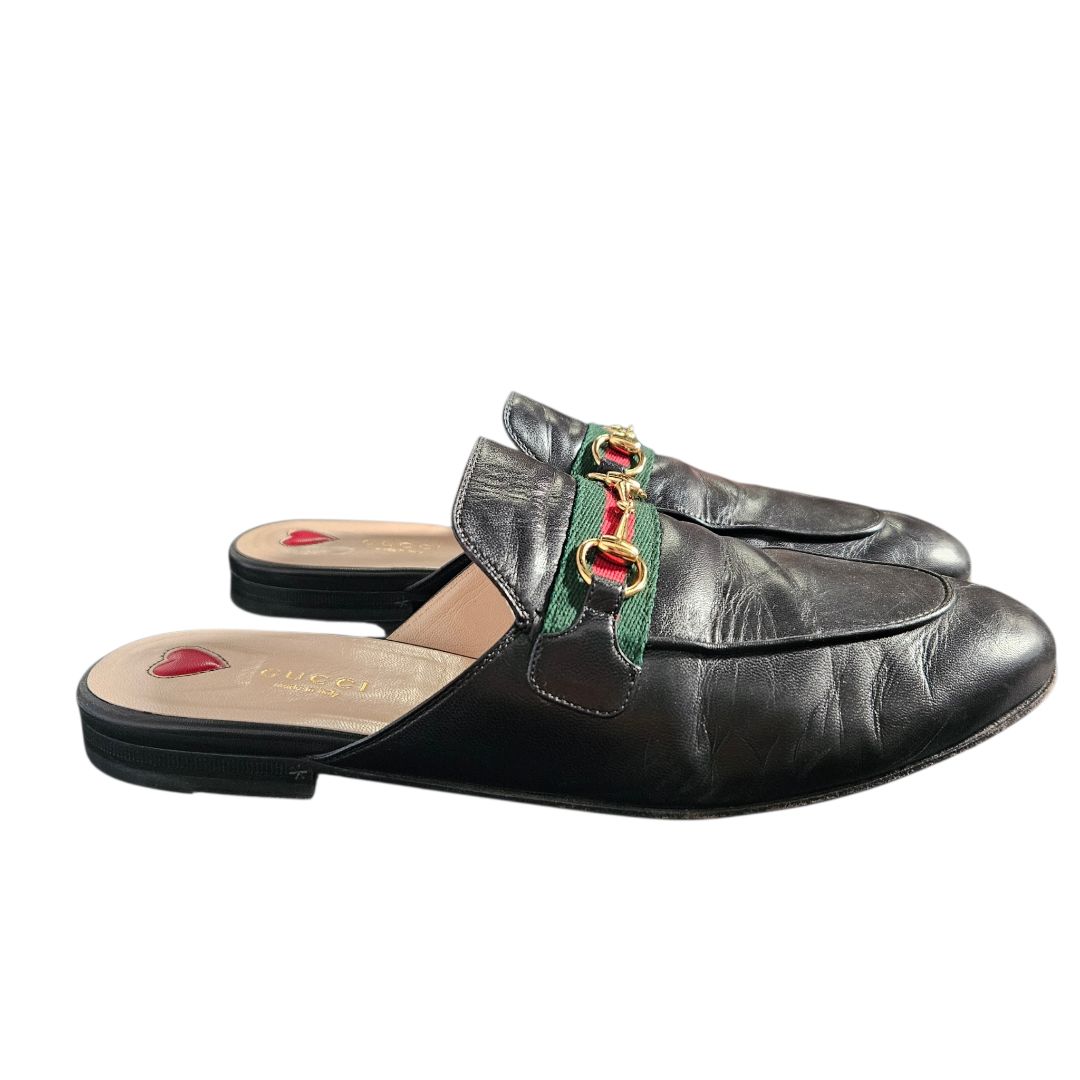 Gucci Princetown Black Leather Mule, Size 40.5