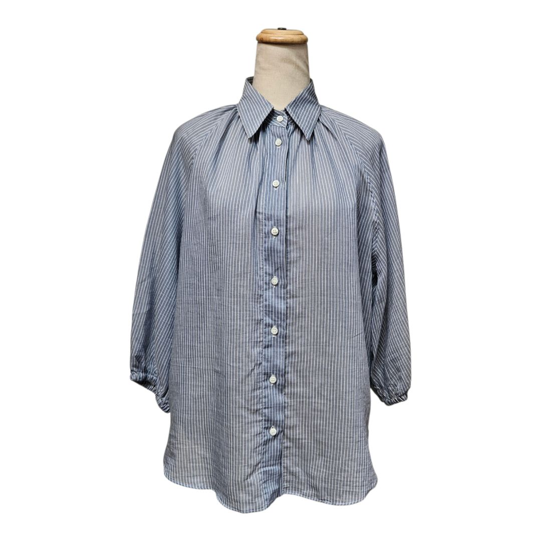 Brunello Cucinelli Blue and White Striped Shirt