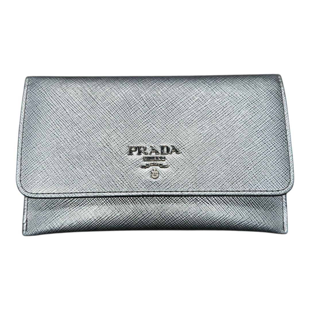 Prada Silver Leather Wallet & Cardholder