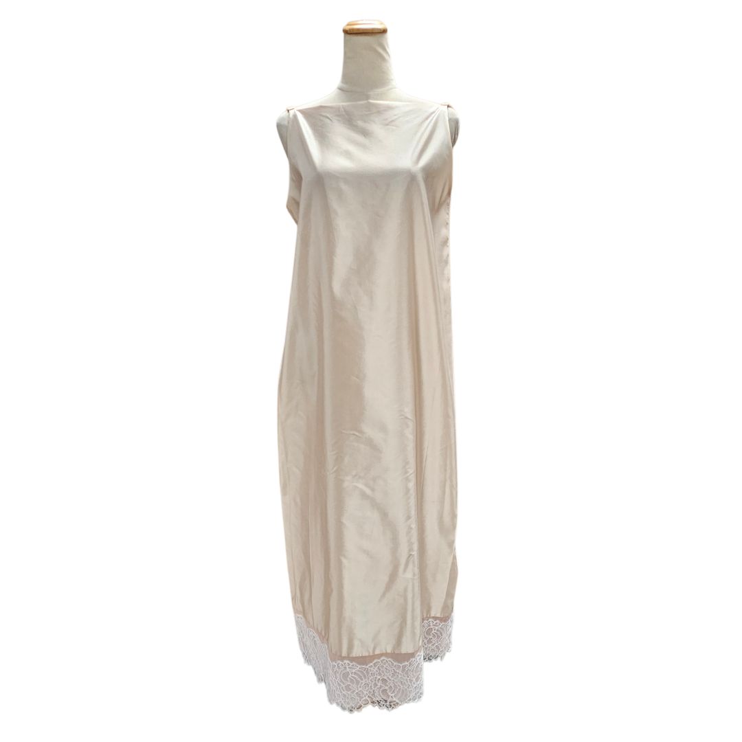 Carven satin dress with lace trim