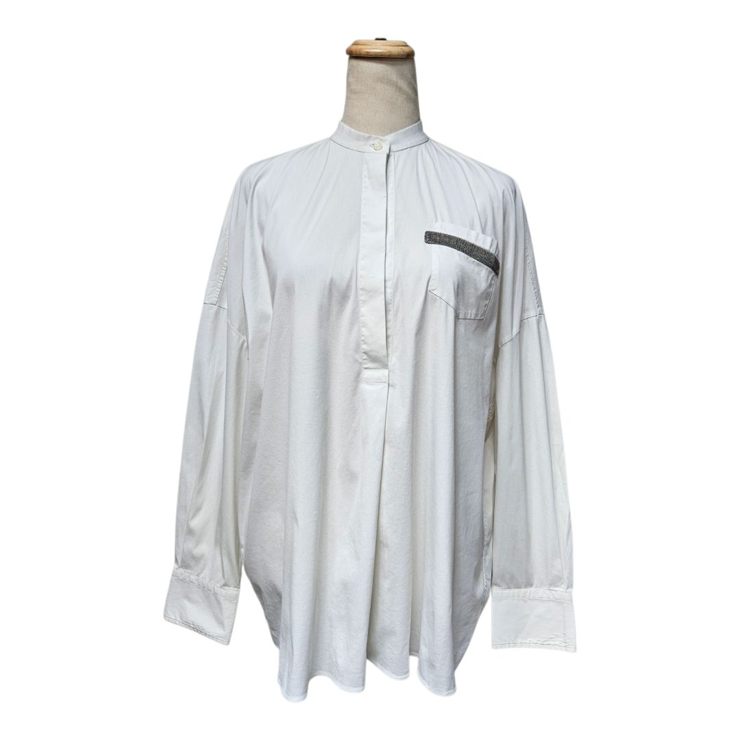Brunello Cucinelli White With Beaded Pocket Shirt
