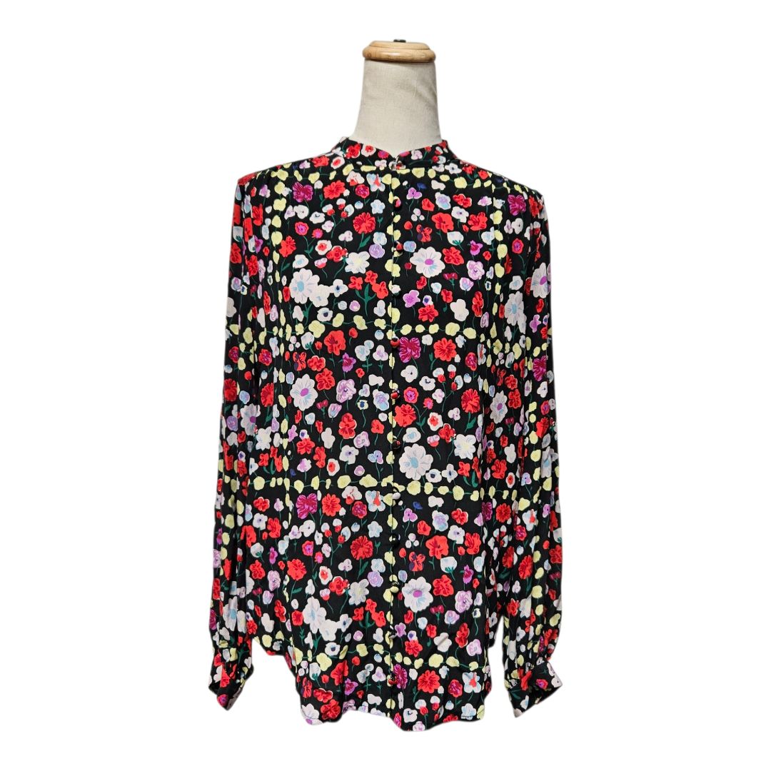 Equipment Silk Multicolor Floral Print Button Shirt