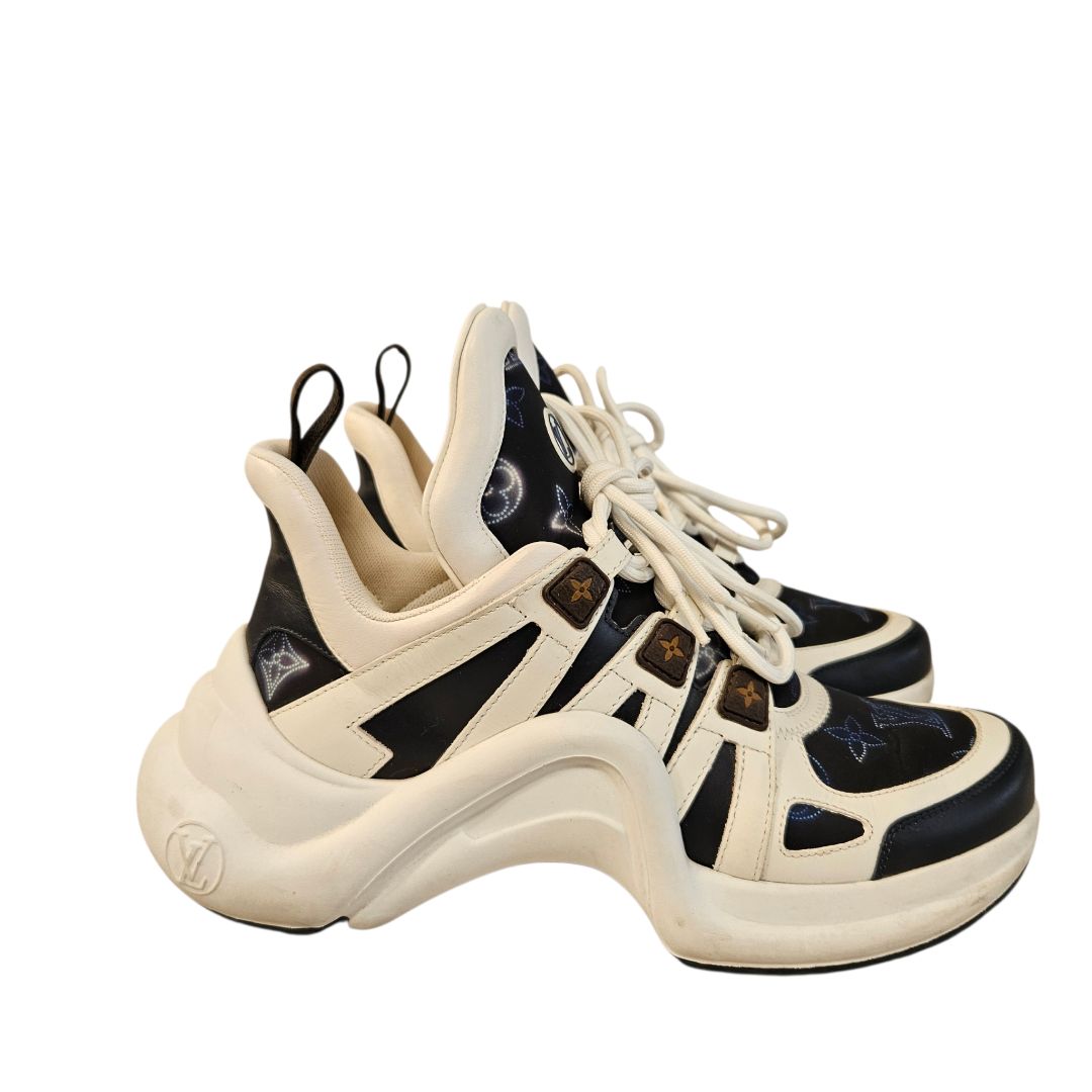Louis Vuitton Archlight Blue White Monogram Sneaker, Size 38