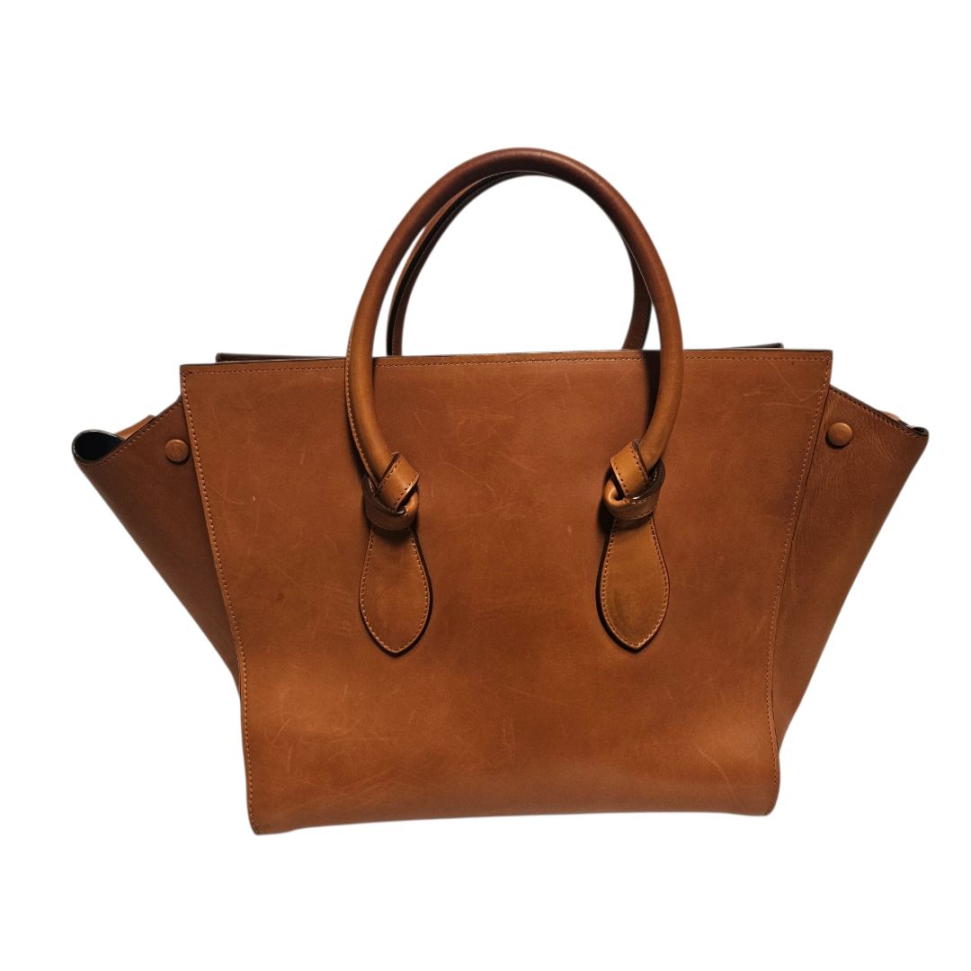 Celine Brown Leather Tie Knot Top Handle Medium Tote Bag