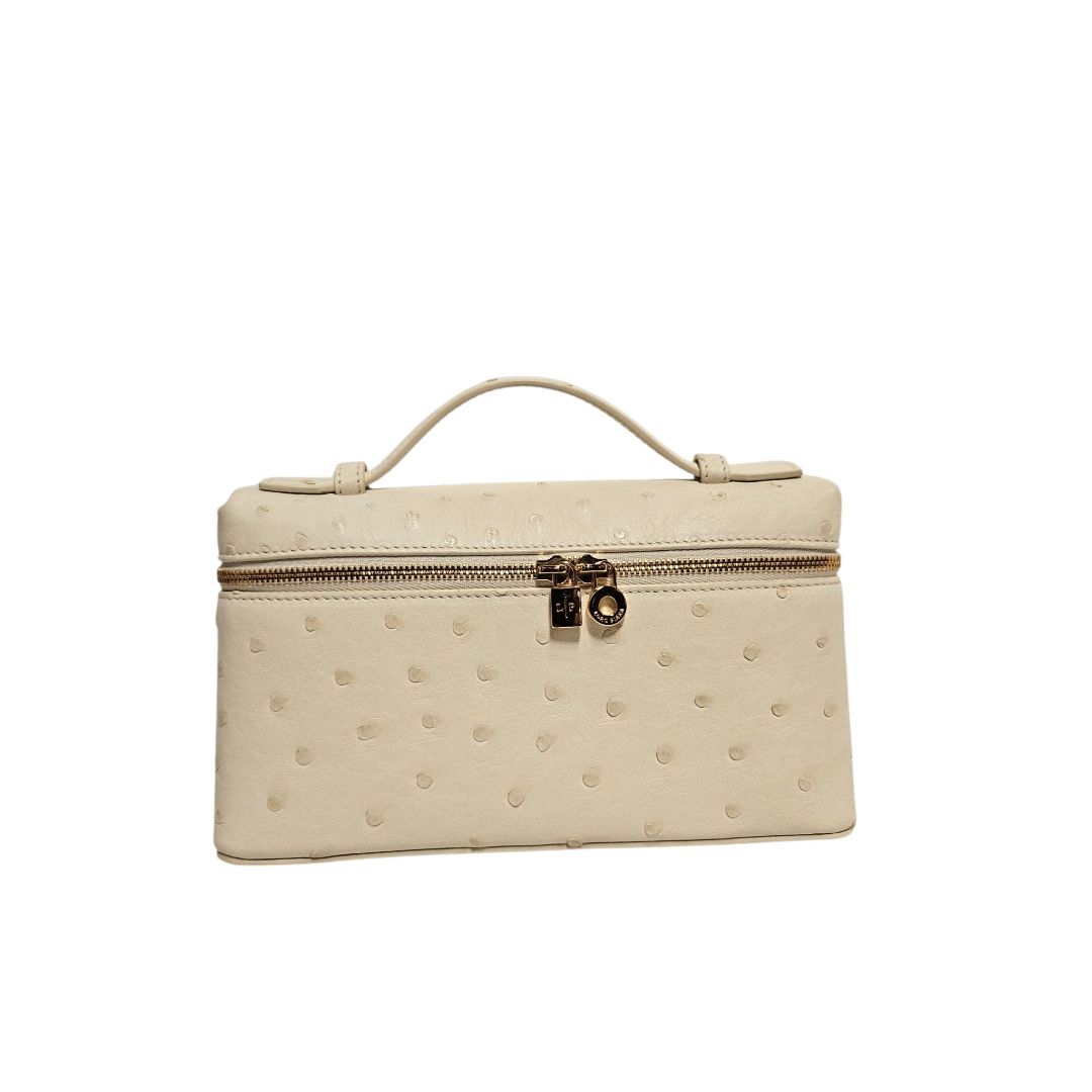 Loro Piana Extra Pocket L19 Cream Ostrich Leather