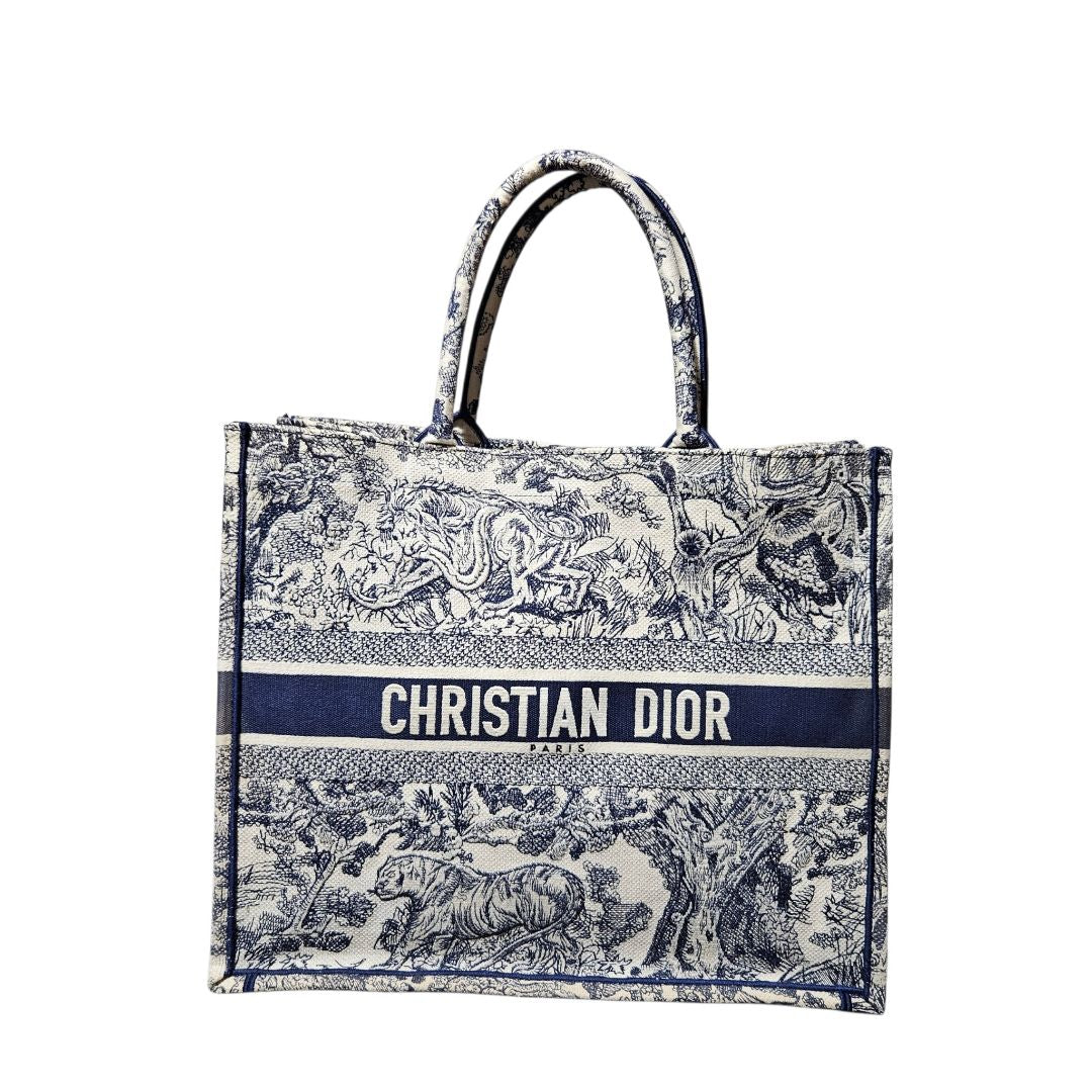 Christian Dior Medium Blue Canvas Tote Bag