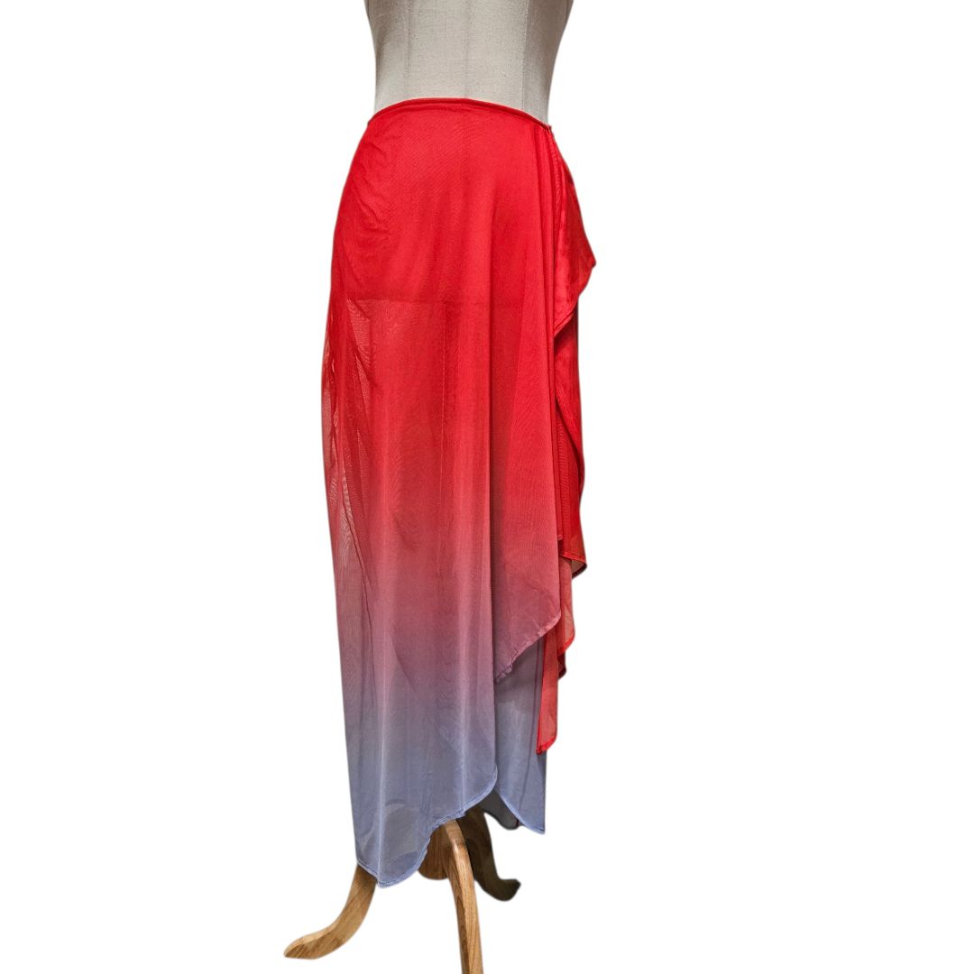 Baobab Red/Blue Ombre Sheer Swimcover Skirt, Small