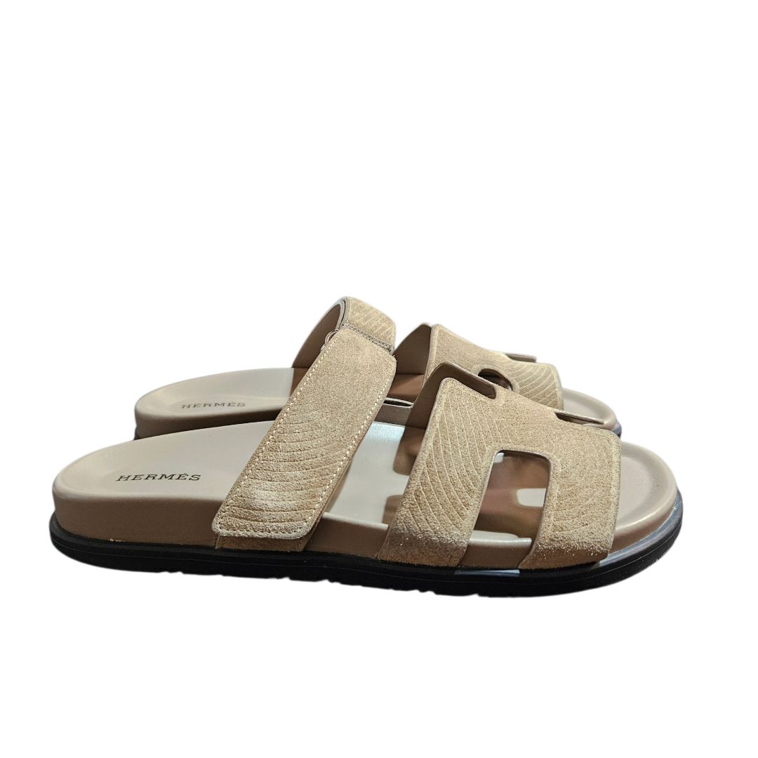Hermès Etoupe Suede Chypre Sandal, Size 40
