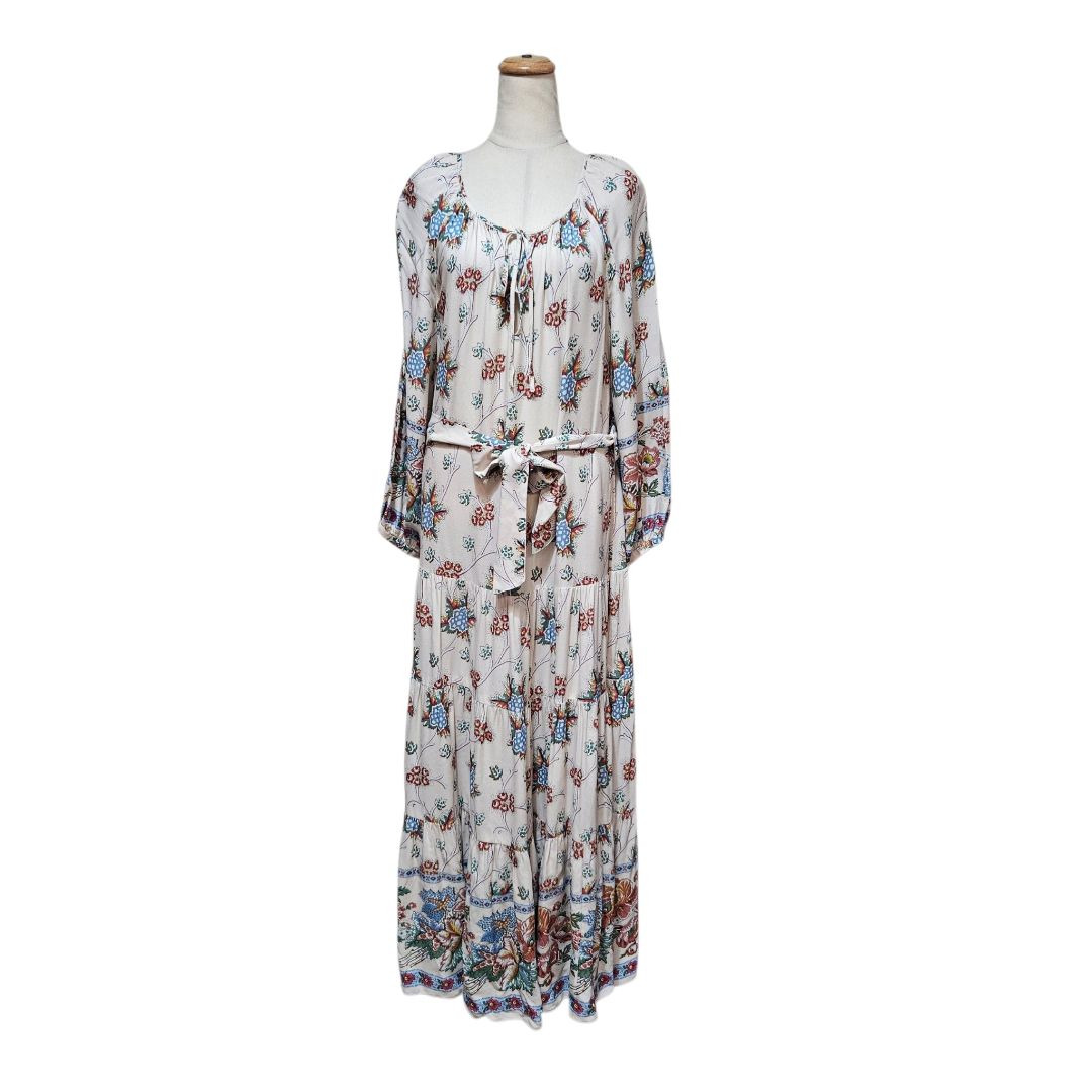 Vilshenko Printed Beige/Multicolor With Floral Print Maxi Dress