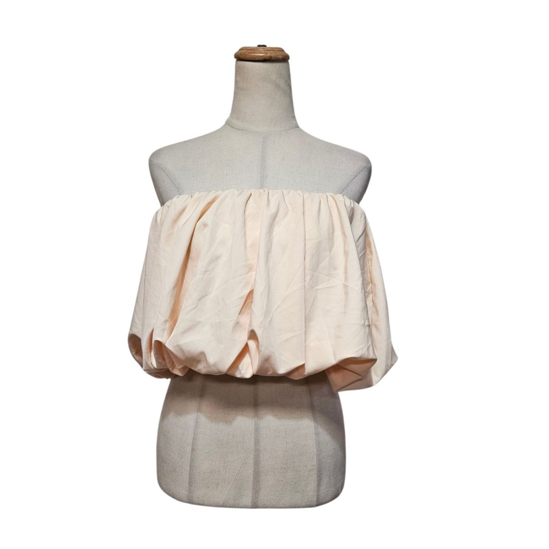 Innovare Denim Beige Pleated Tube Top