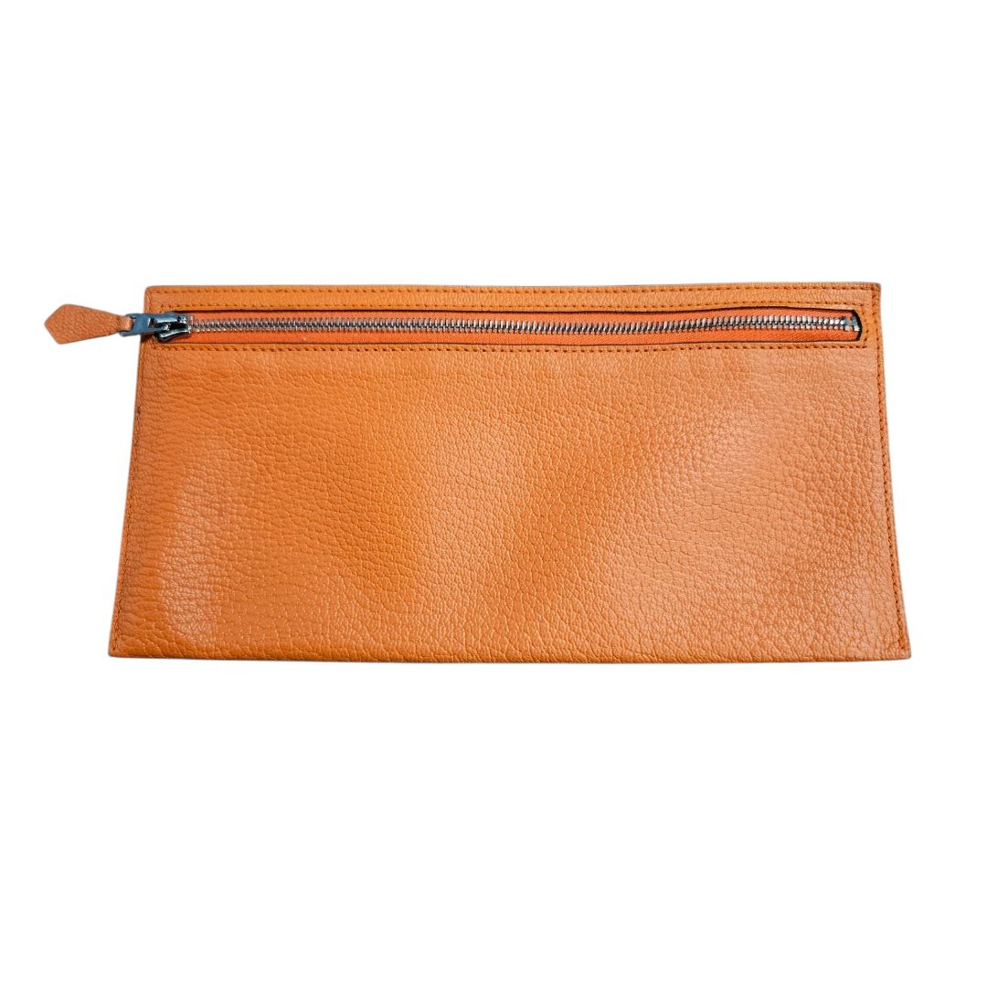Hermès Orange Veau Gulliver Agenda Trousse Zip Case