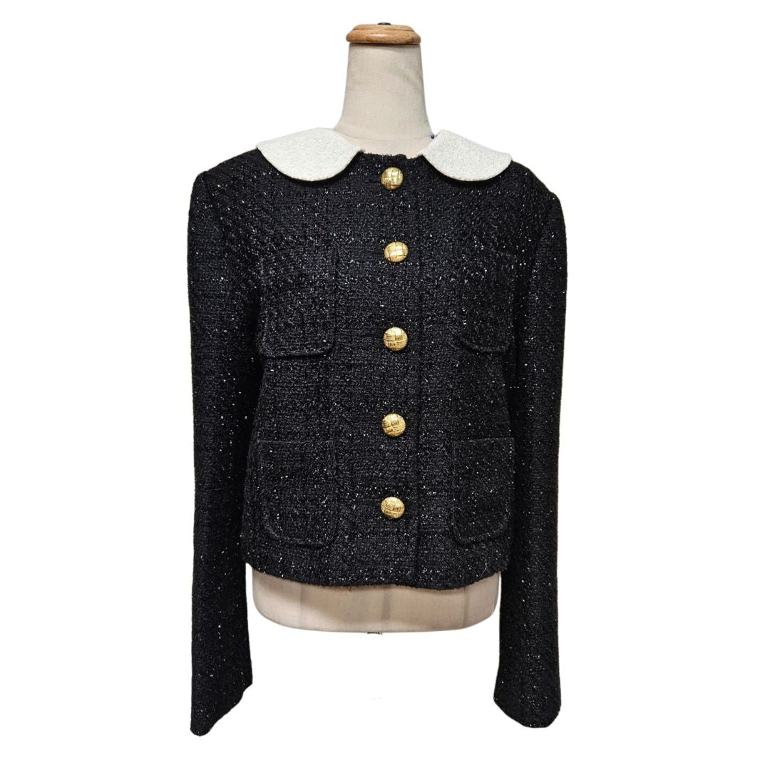 Mariana Senchina Black Tweed With Gold Button Jacket