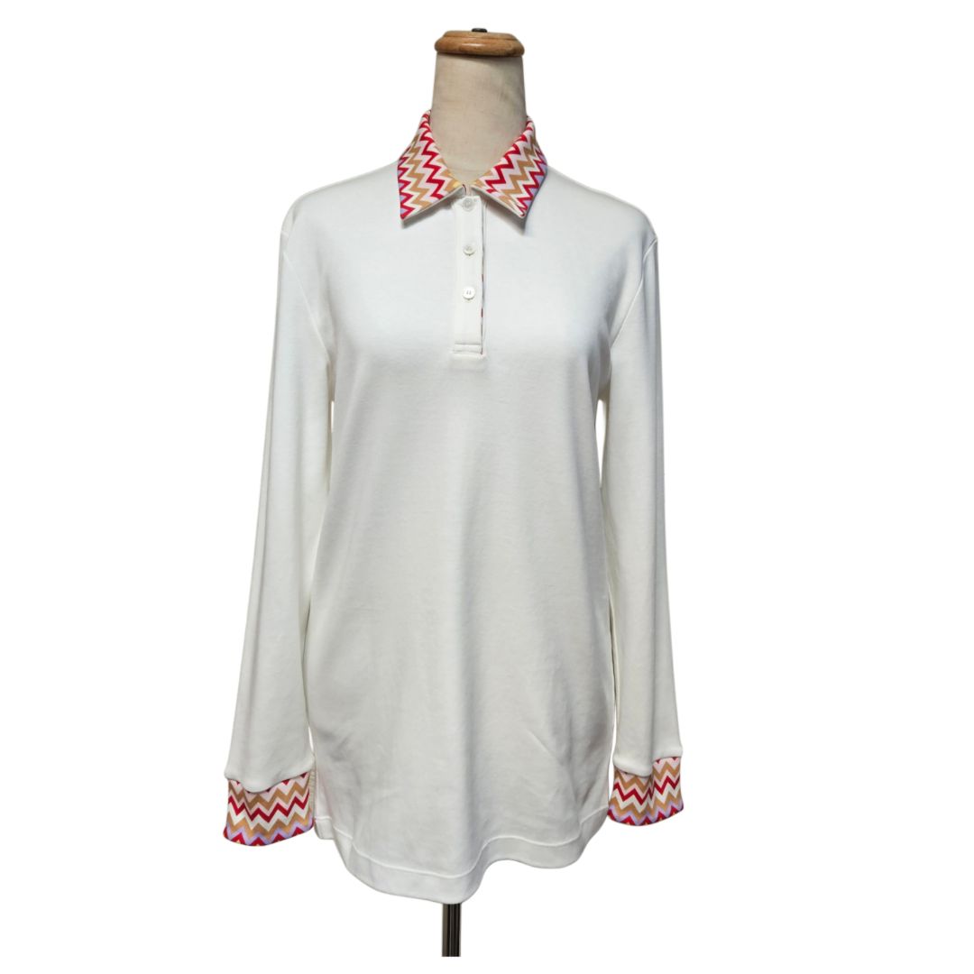 M Missoni White Long Sleeve Polo