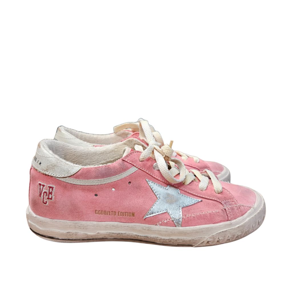 Golden Goose Super Star Penstar Pink Suede/Leather Classic Low Top Sneaker, Size 38