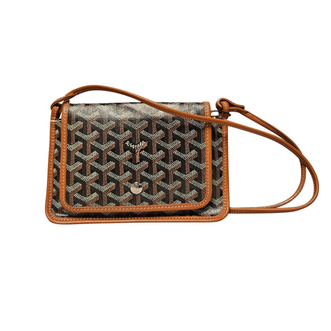 Goyard Plumet Brown Goyardine Coated Canvas and Leather Crossbody Bag