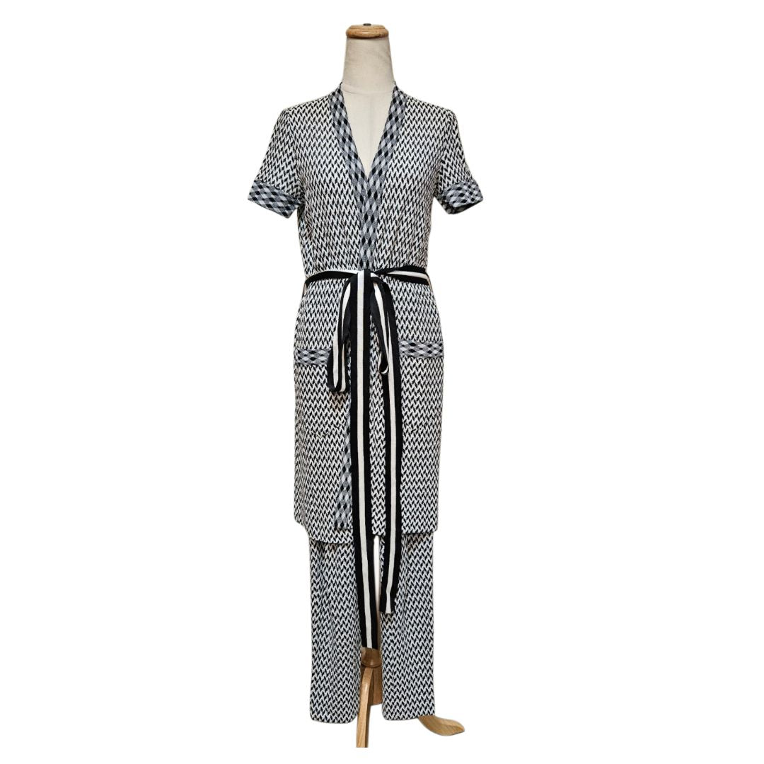 Missoni Black and White Patterned Belted Top with Matching Trousers Set