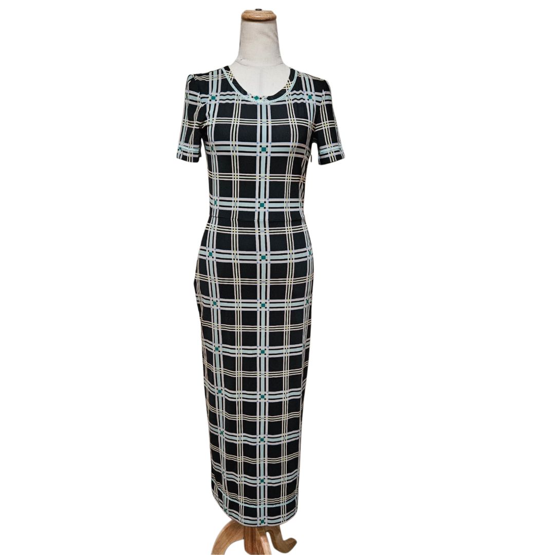 Fendi Plaid Printed Checkered Bodycon Midi Dress