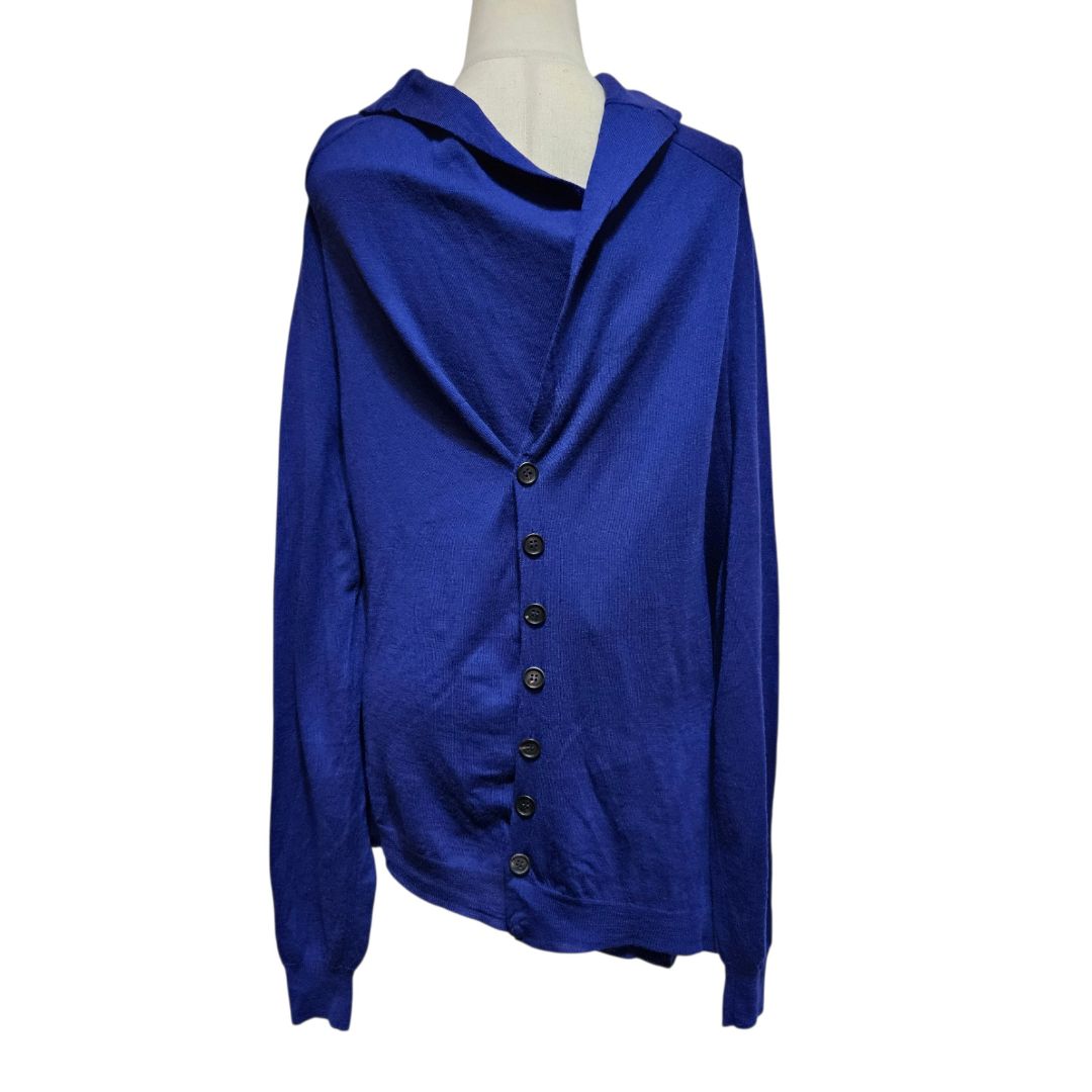 Alexander McQueen Royal Blue Button Down Wool Mens Cardigan