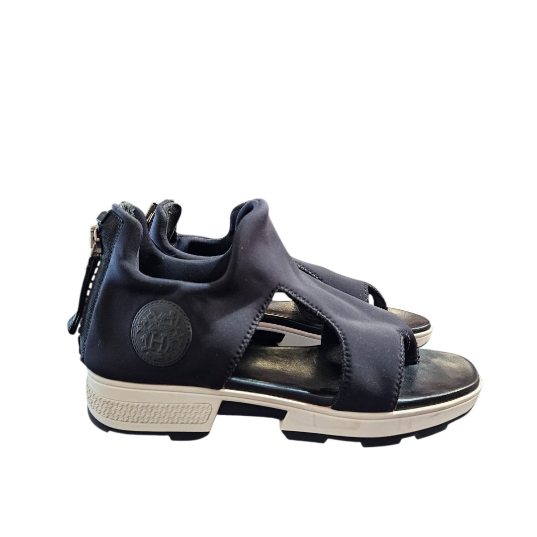 Hermès Black Fabric Gate Sandal, Size 38