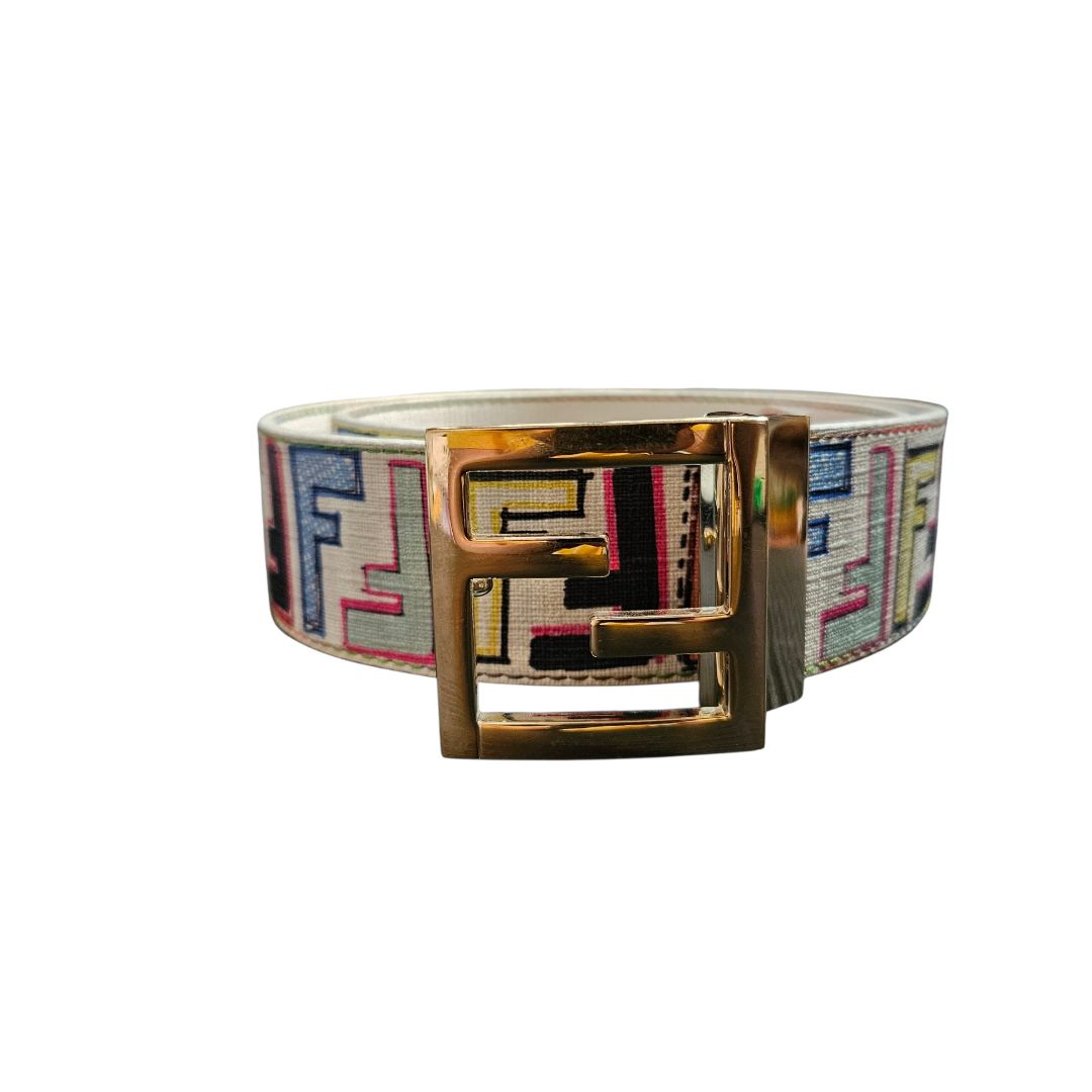 Fendi Multicolor Zucca Coated FF Logo Belt