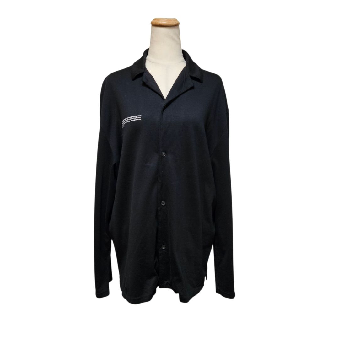 Pangaia Black Long Sleeve with Buttons Pajama Top