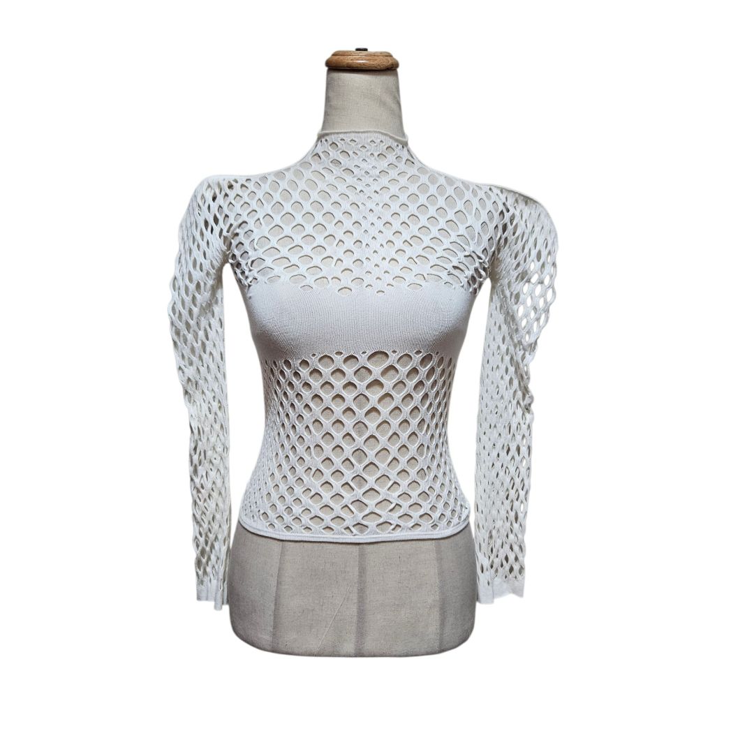 Jean Paul Gaultier White Cutout Long Sleeve T-Shirt