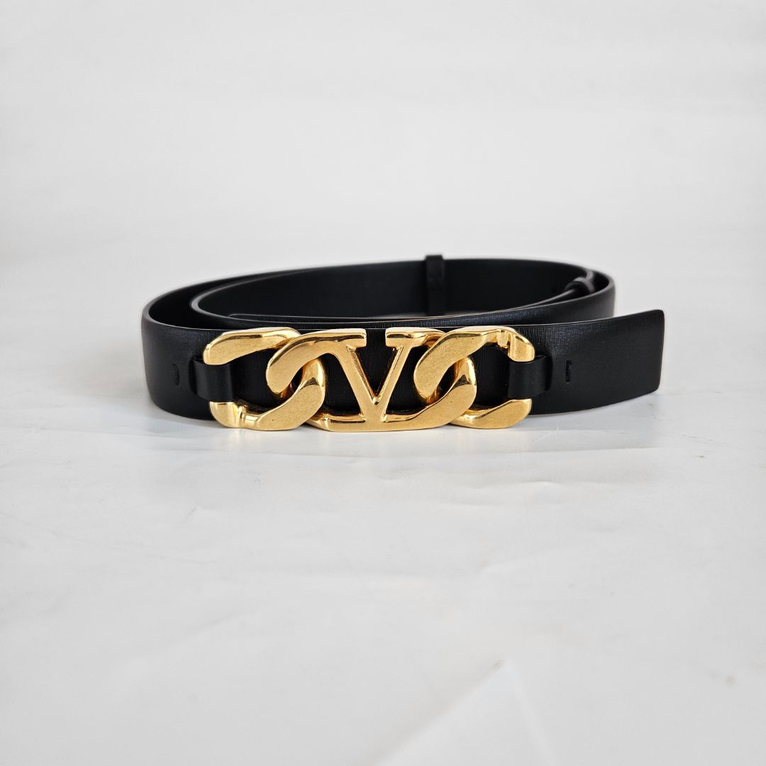 Valentino Garavani Vlogo Chain Leather Belt