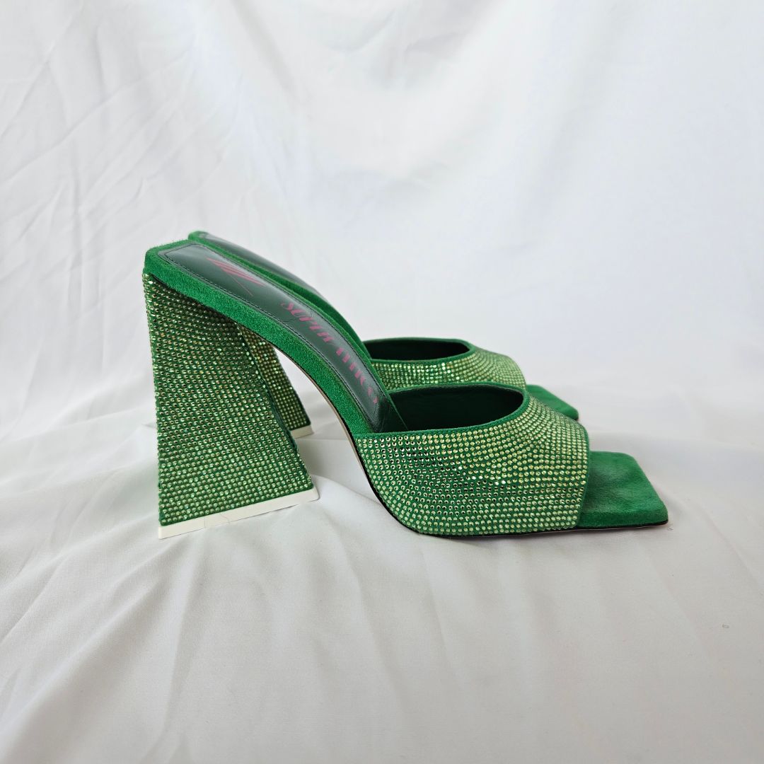Attico Devon embellished leather and suede sandals, 40