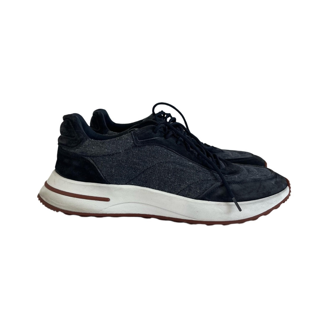 Loro Piana Dark Grey/Black Weekend Walk Canvas & Suede Sneaker