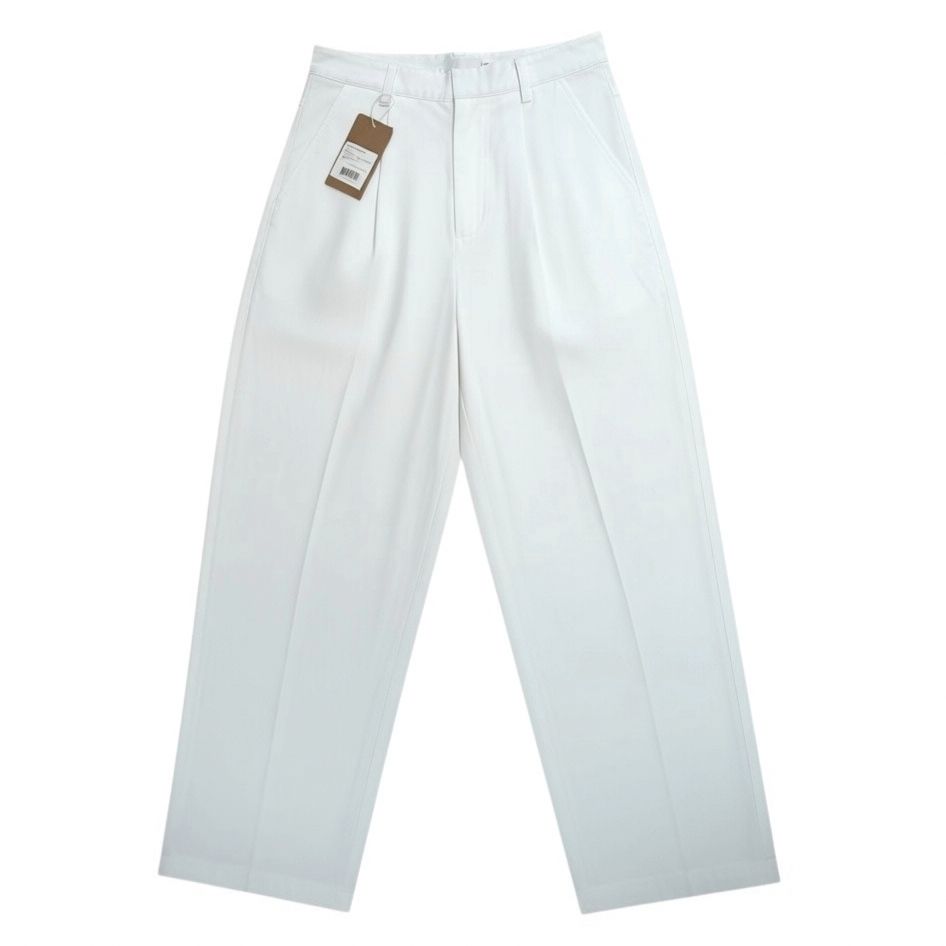 Brunello Cucinelli White Straight Wide-Leg Trousers S