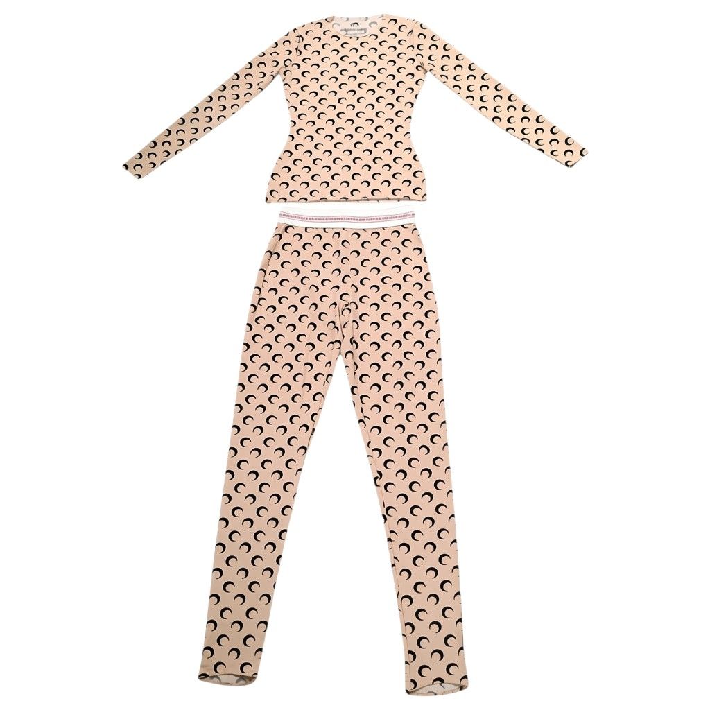 Marine Serre Peach Black Crescent Moon Print Top & Legging Set XS