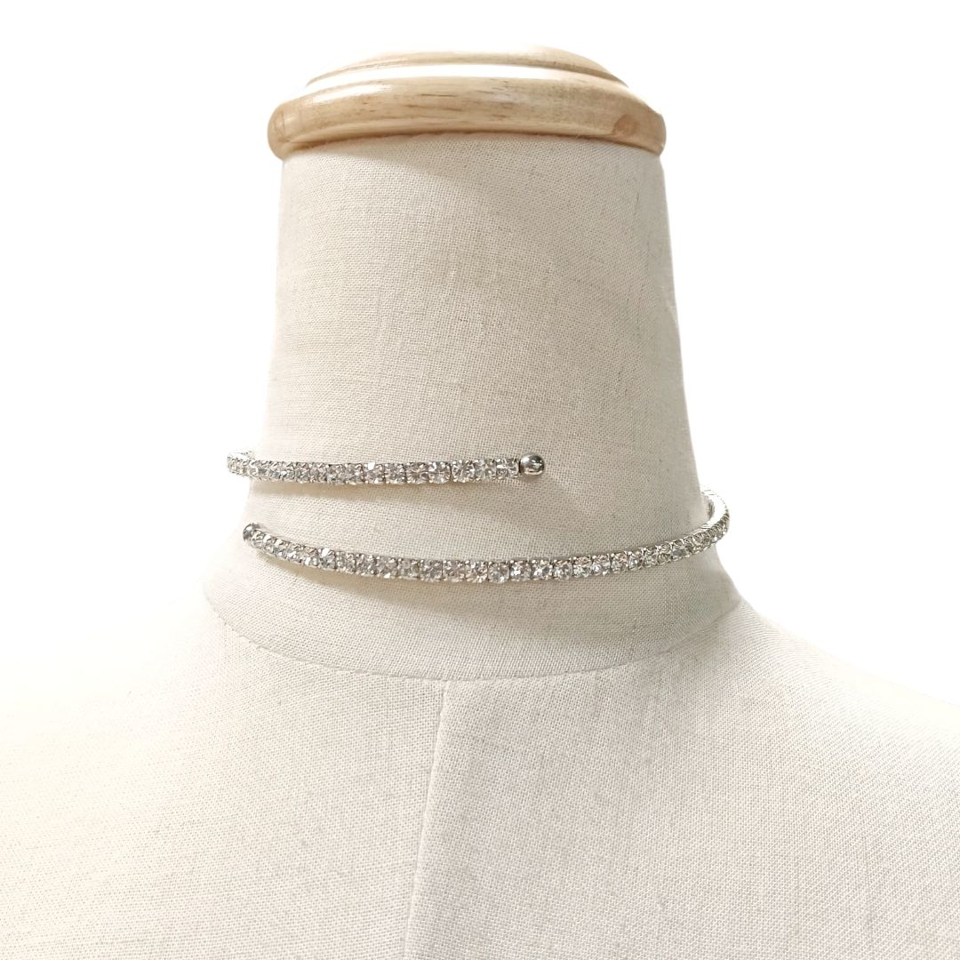 Miu Miu Silver Crystal Embellished Choker