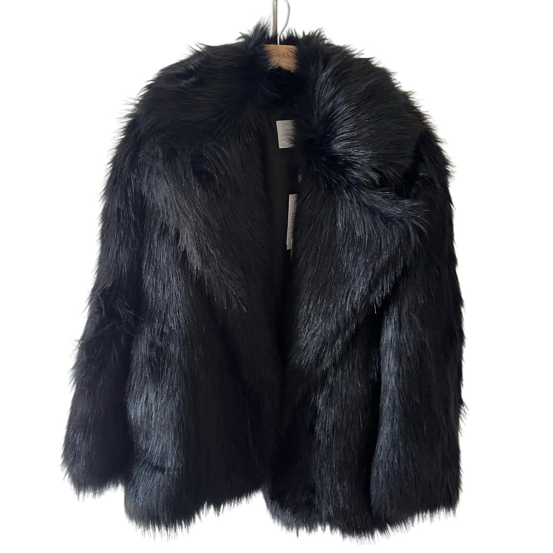 The Frankie Shop Black Fallon Short Faux Fur Coat, Clothing