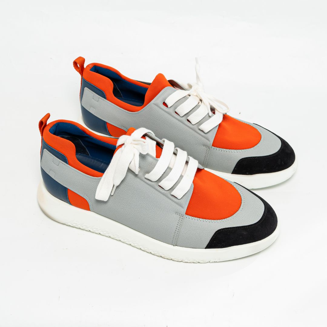 Hermès Vitesse Grey and orange mens sneakers, size 44