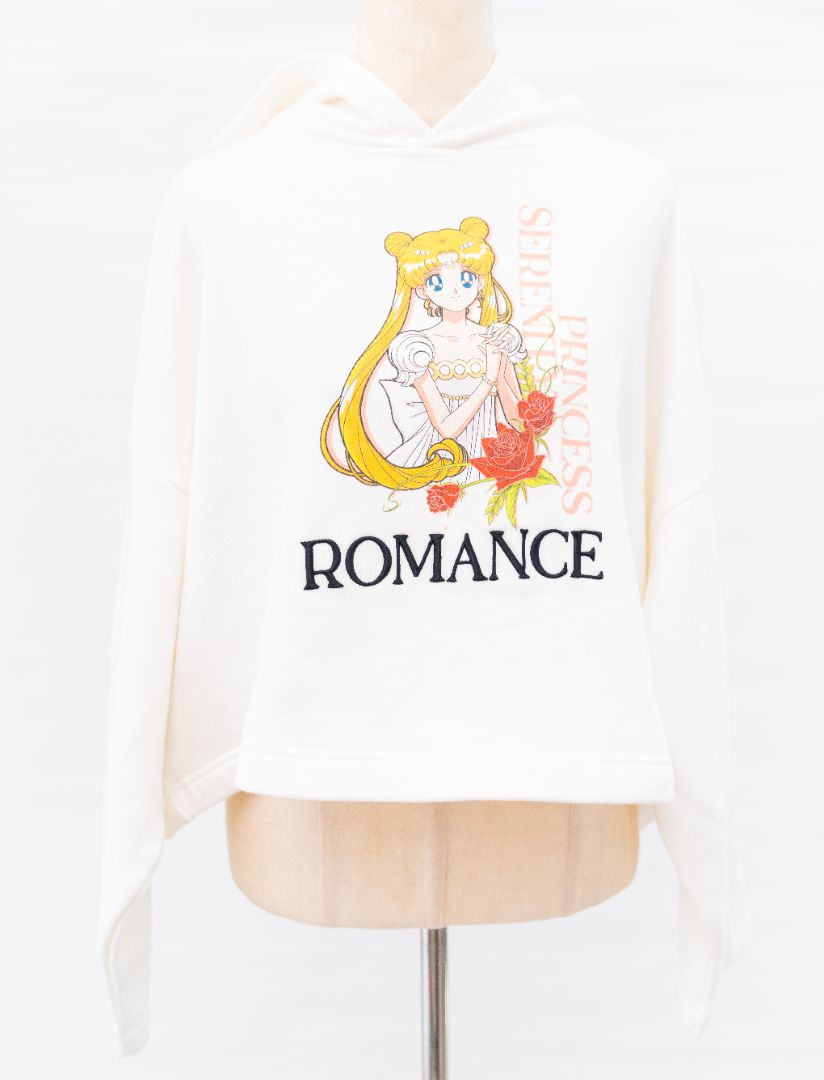 Maje x Sailor Moon White Printed Crop Hoodie