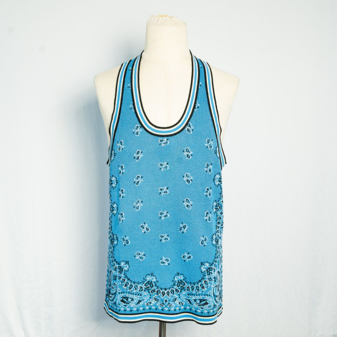 Amiri Blue Paisley print Sleeveles Tank Top
