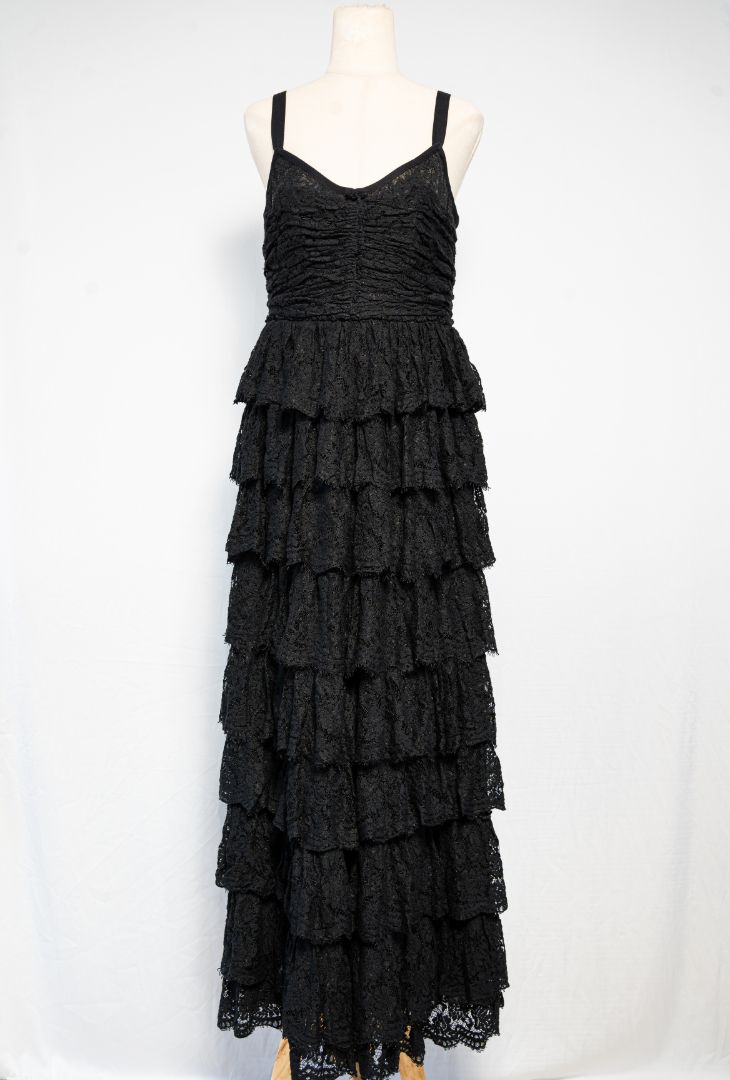 D and G Ruffle Tiered Lace Maxi Gown