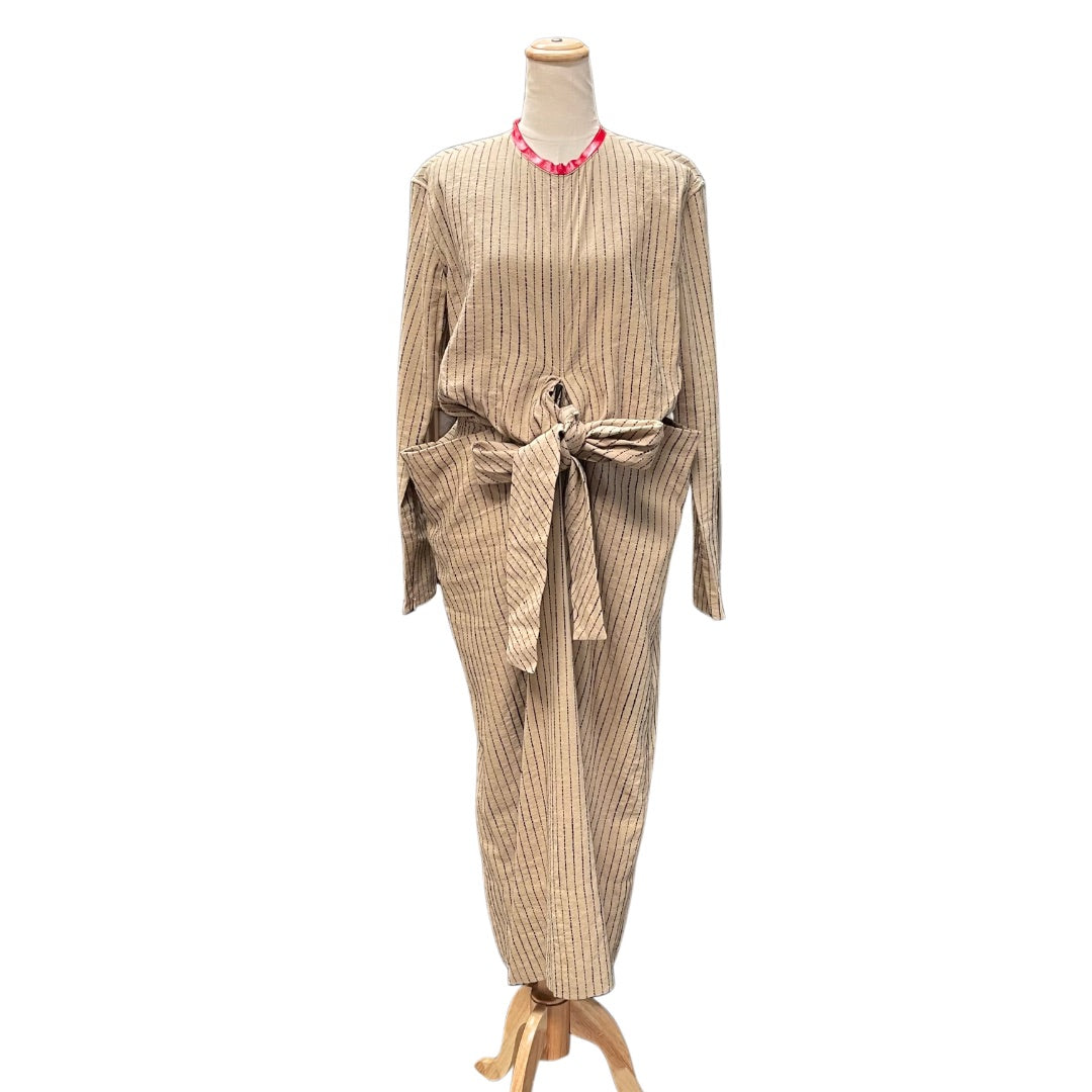 Celine by Phoebe Philo Tan Striped Linen Dress Size 38