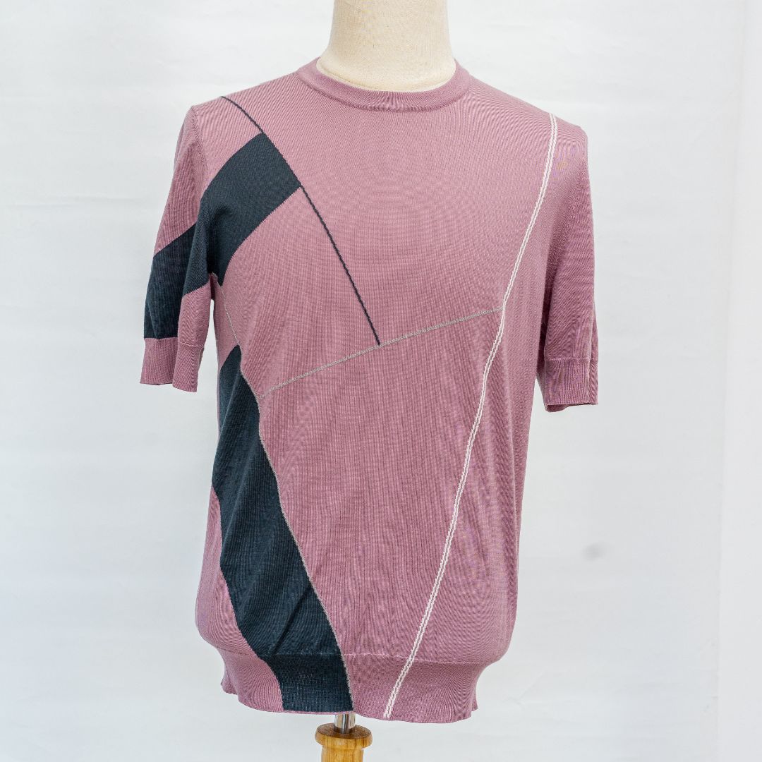 Hermes mens knitted wool and cashmere short sleeve crewneck top