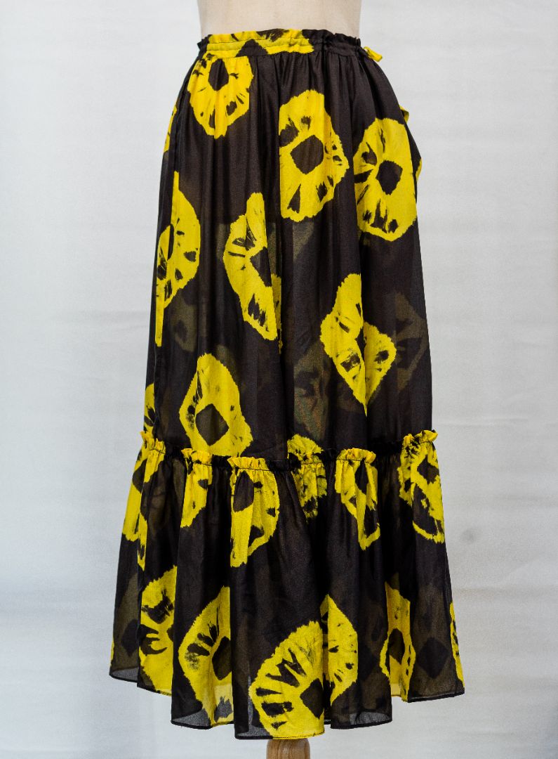 Zimmermann Gathered Tie-dyed Silk-georgette Maxi Skirt in Black