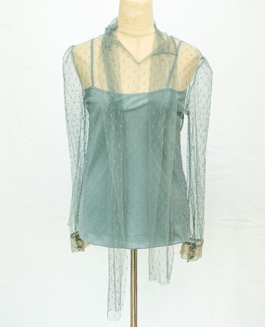 Red Valentino Blue Tulle Top with Slip